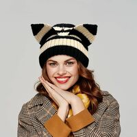 Cat Ear Knitted Hat Beanie Hat - Thumbnail 3