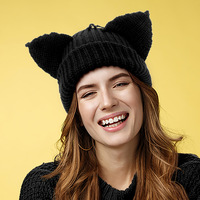 Cat Ear Knitted Hat Beanie Hat - Thumbnail 2