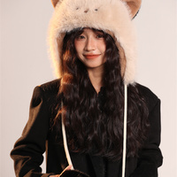 Fluffy Warm Cat Ear Hat Winter Protection Hat - Thumbnail 3