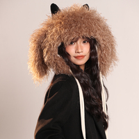 Fluffy Warm Long Ear Hat Winter Protection Hat - Thumbnail 3