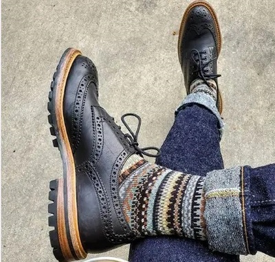 Men Black Wing Tip, Brogue, Leather High Ankle Lace Up Dress Boots, Formal Biker Boots For Mens