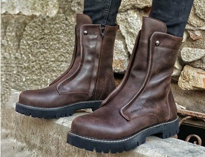 Round toe men's short barrel Martin boots thick sole rivet shoes