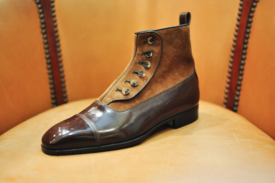 Handmade Manufacture Brown Dress Button Ankle Boot For Men