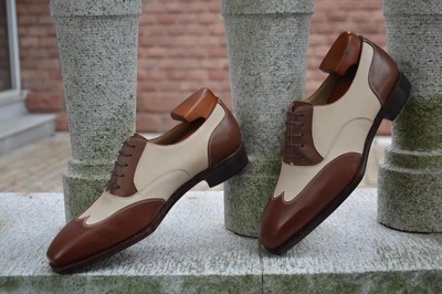 Italian Structure Handmade Wingtip Formal Dress Lace Up Formal Wearing Shoes