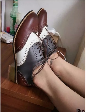 Handmade women 3 tone dress shoes, wingtip brogue formal leather shoes women