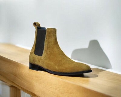 Ankle High Brown Chelsea Alligator Print Leather Boot For Men'