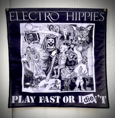 Electro Hippies Play Fast or Die Flag