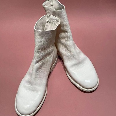 Women's zipper washed calfskin leather martin boots