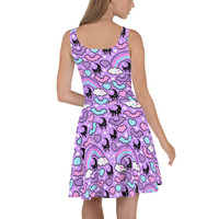 Rainbow Spooky Bats Purple Skater Dress - Thumbnail 5