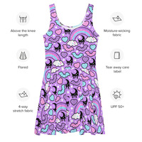 Rainbow Spooky Bats Purple Skater Dress - Thumbnail 9