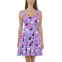 Rainbow Spooky Bats Purple Skater Dress - Thumbnail 10