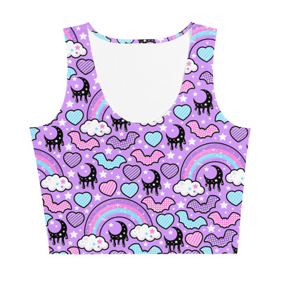 Rainbow Spooky Bats Purple Crop Top