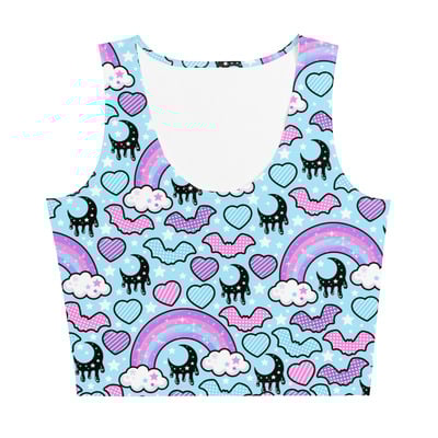Rainbow spooky bats blue crop top - Thumbnail 4