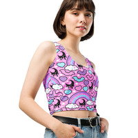 Rainbow Spooky Bats Pink Crop Top - Thumbnail 1