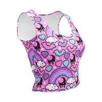 Rainbow Spooky Bats Pink Crop Top - Thumbnail 3