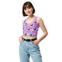 Rainbow Spooky Bats Pink Crop Top - Thumbnail 5