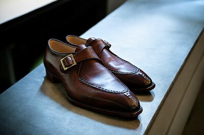 Best Christmas Handmade Brown Single Monk Strap Formal Wear Shoes