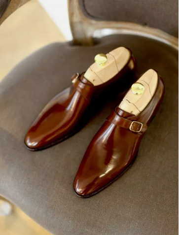 New Men Brown Monk Strap Handmade Shoes, Formal Office/ Business Shoes
