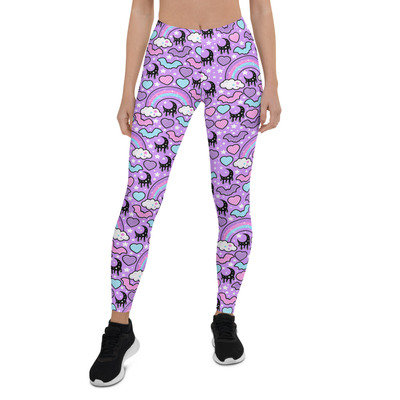 Rainbow Spooky Bats Purple Leggings