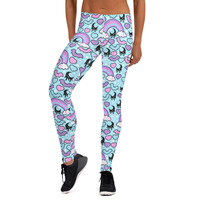 Rainbow Spooky Bats Blue Leggings - Thumbnail 8