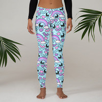 Rainbow Spooky Bats Blue Leggings - Thumbnail 11