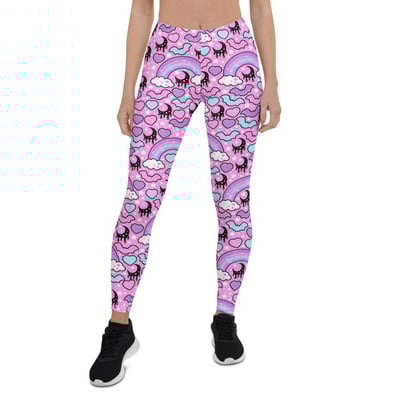 Rainbow spooky bats pink leggings - Thumbnail 4