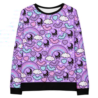 Rainbow spooky bats purple unisex sweatshirt - Thumbnail 5
