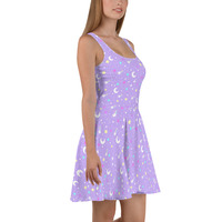 Starry Glitter Purple Skater Dress - Thumbnail 3