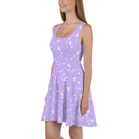 Starry Glitter Purple Skater Dress - Thumbnail 4