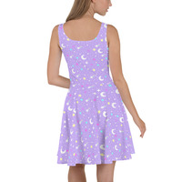 Starry Glitter Purple Skater Dress - Thumbnail 5