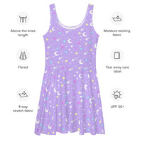 Starry Glitter Purple Skater Dress - Thumbnail 8
