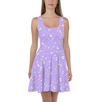 Starry Glitter Purple Skater Dress - Thumbnail 9