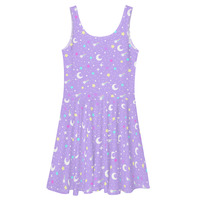 Starry Glitter Purple Skater Dress - Thumbnail 11