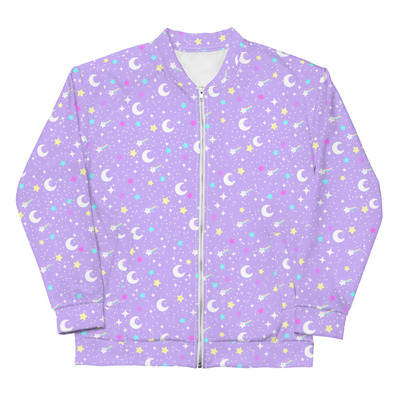 Starry glitter purple unisex bomber jacket - Thumbnail 5