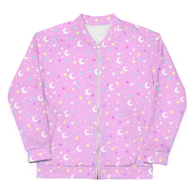 Starry glitter pink unisex bomber jacket - Thumbnail 4