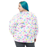 Starry Party White Unisex Sweatshirt - Thumbnail 3