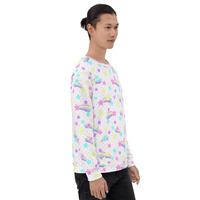 Starry Party White Unisex Sweatshirt - Thumbnail 10