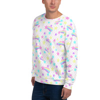 Starry Party White Unisex Sweatshirt - Thumbnail 14