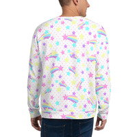 Starry Party White Unisex Sweatshirt - Thumbnail 15