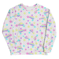 Starry Party White Unisex Sweatshirt - Thumbnail 25