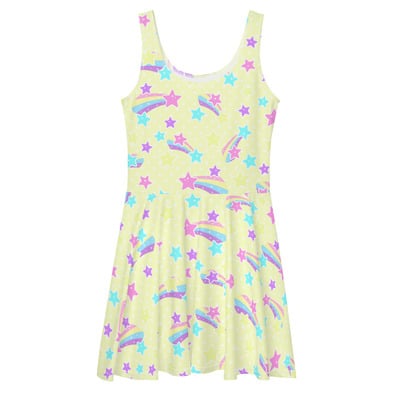 Starry party yellow skater dress - Thumbnail 4
