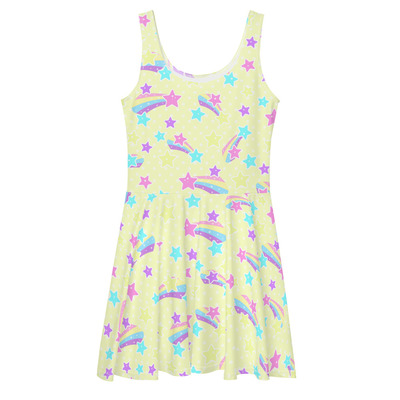 Starry Party Yellow Skater Dress