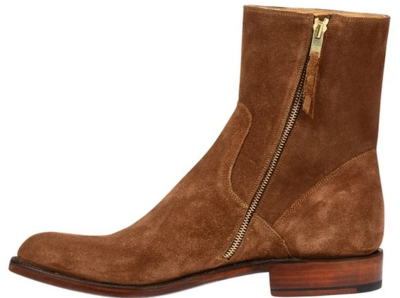 Handmade Mens Brown Suede Zip up Ankle Boots, Men Brown Casual Boots