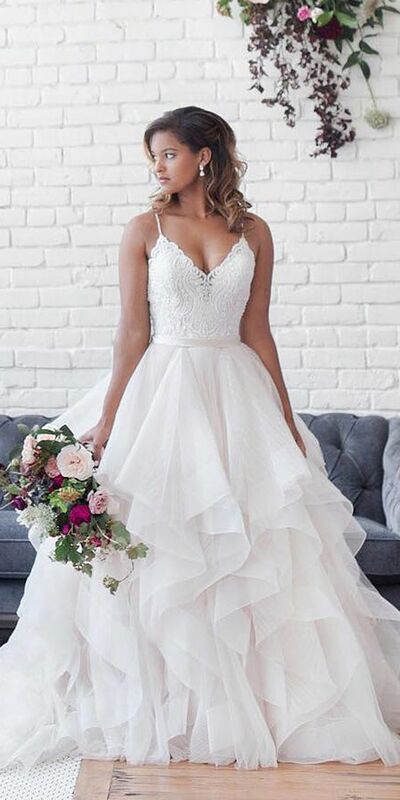 Simple Ball Gown Sweetheart Tiered Wedding Dress Bridal Gowns