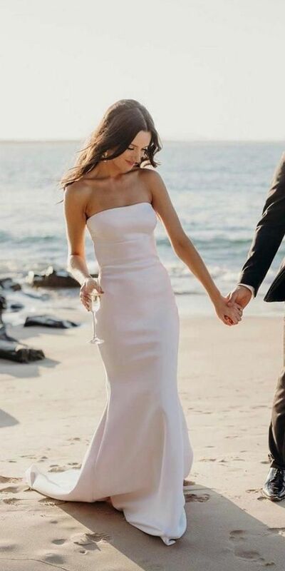 Simple Sheath Beach Boho Wedding Dress Bridal Gowns