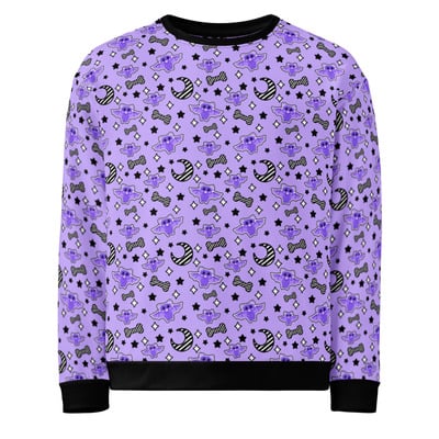 Magical kawaii spooky bats purple unisex sweatshirt - Thumbnail 1