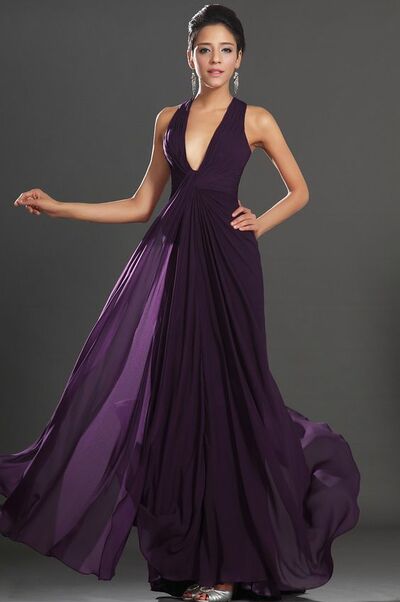 Simple Mother of Bride/ Groom Dress Purple Evening Formal Gowns Prom Dress