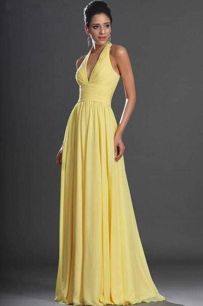 Yellow Mother of Bride/ Groom Dress Chiffon Evening Formal Gowns Prom Dress