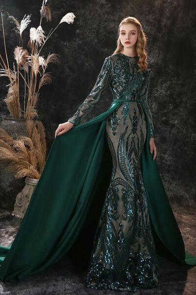 Luxury Green Sheath Mother of Bride/ Groom Dress Sequins Lace Evening Formal Gowns Prom Dress