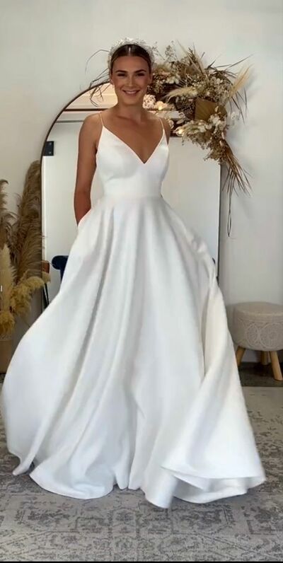 Simple A Line Beach Boho Wedding Dress Bridal Gowns